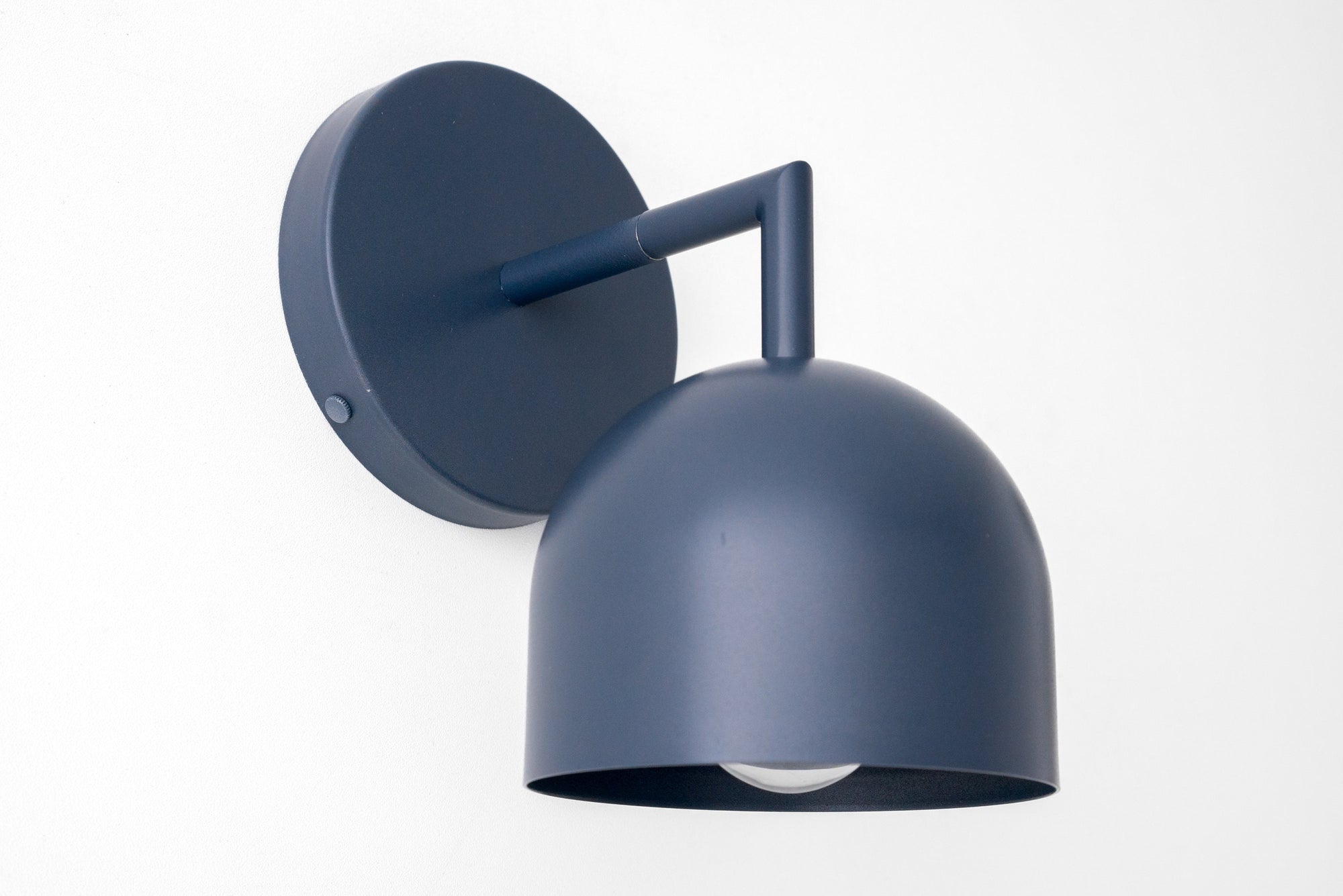 Matte coal blue semi-flush Art Deco wall sconce with a dome-shaped shade and minimalist arm. - SCONCE MODEL NO. 4250
