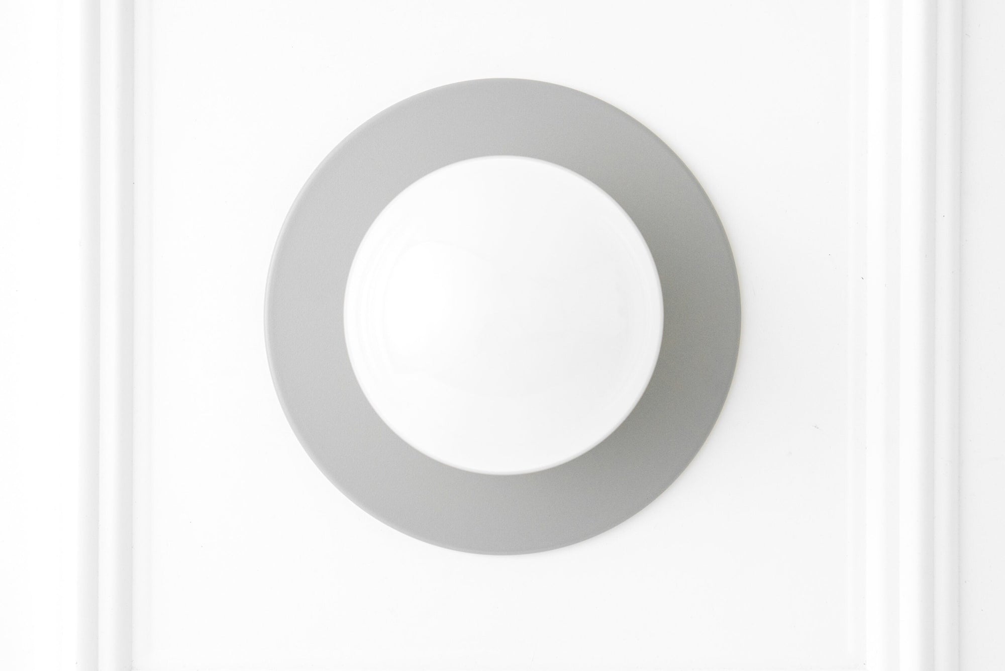 Gray Scandinavian flush mount wall sconce with white frosted globe light. - SCONCE MODEL NO. 2277