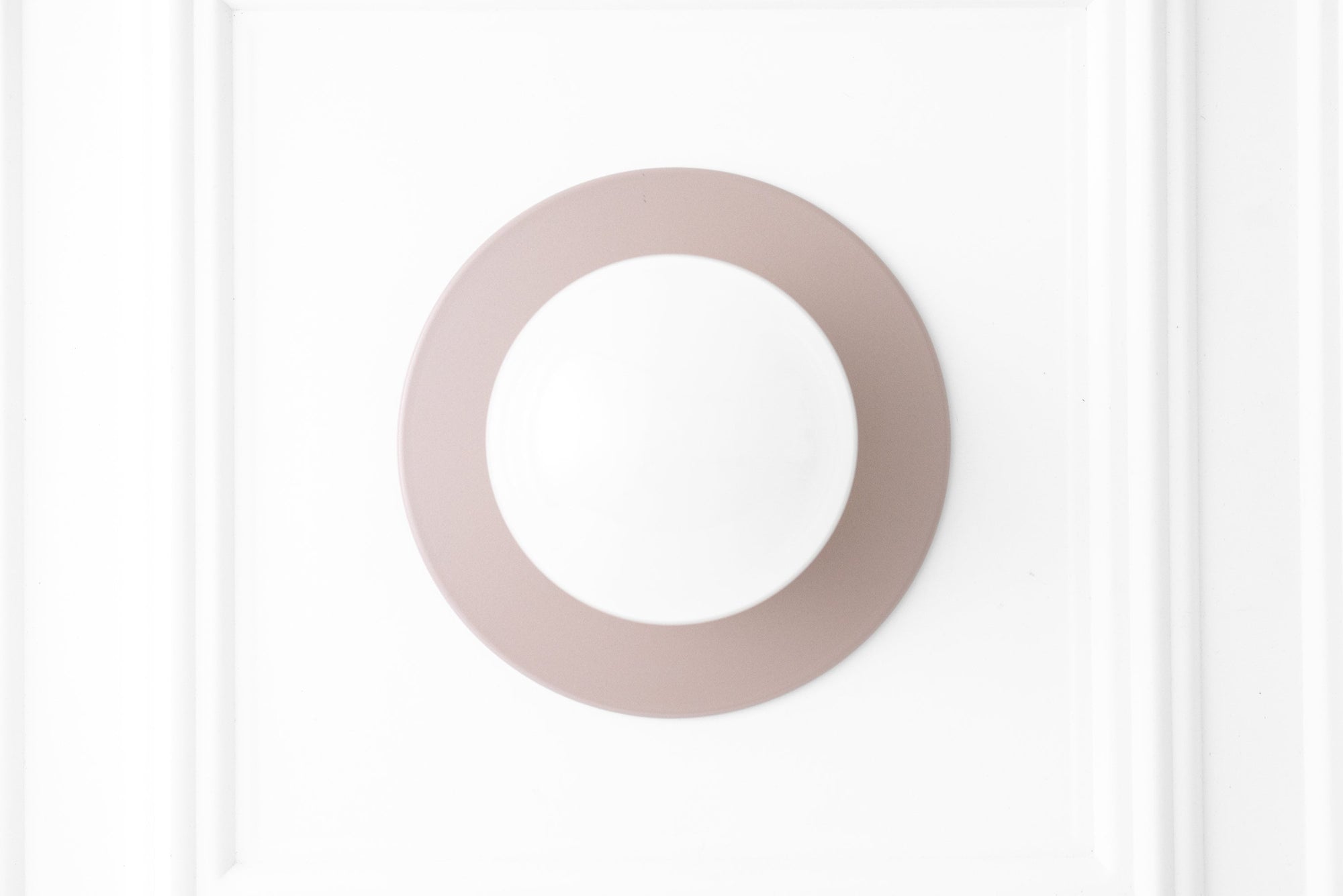 Round mauve Scandinavian wall sconce with a white globe light flush mounted. - SCONCE MODEL NO. 2277