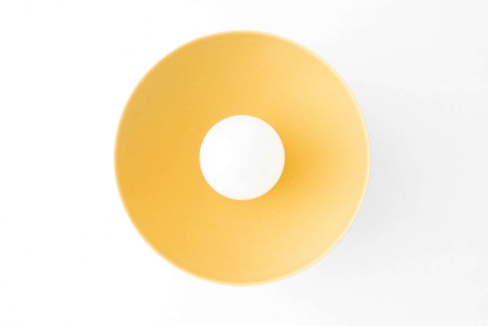 Yellow flush mount ceiling light with smooth, rounded shade and central bulb. - CEILING LIGHT MODEL NO. 4812