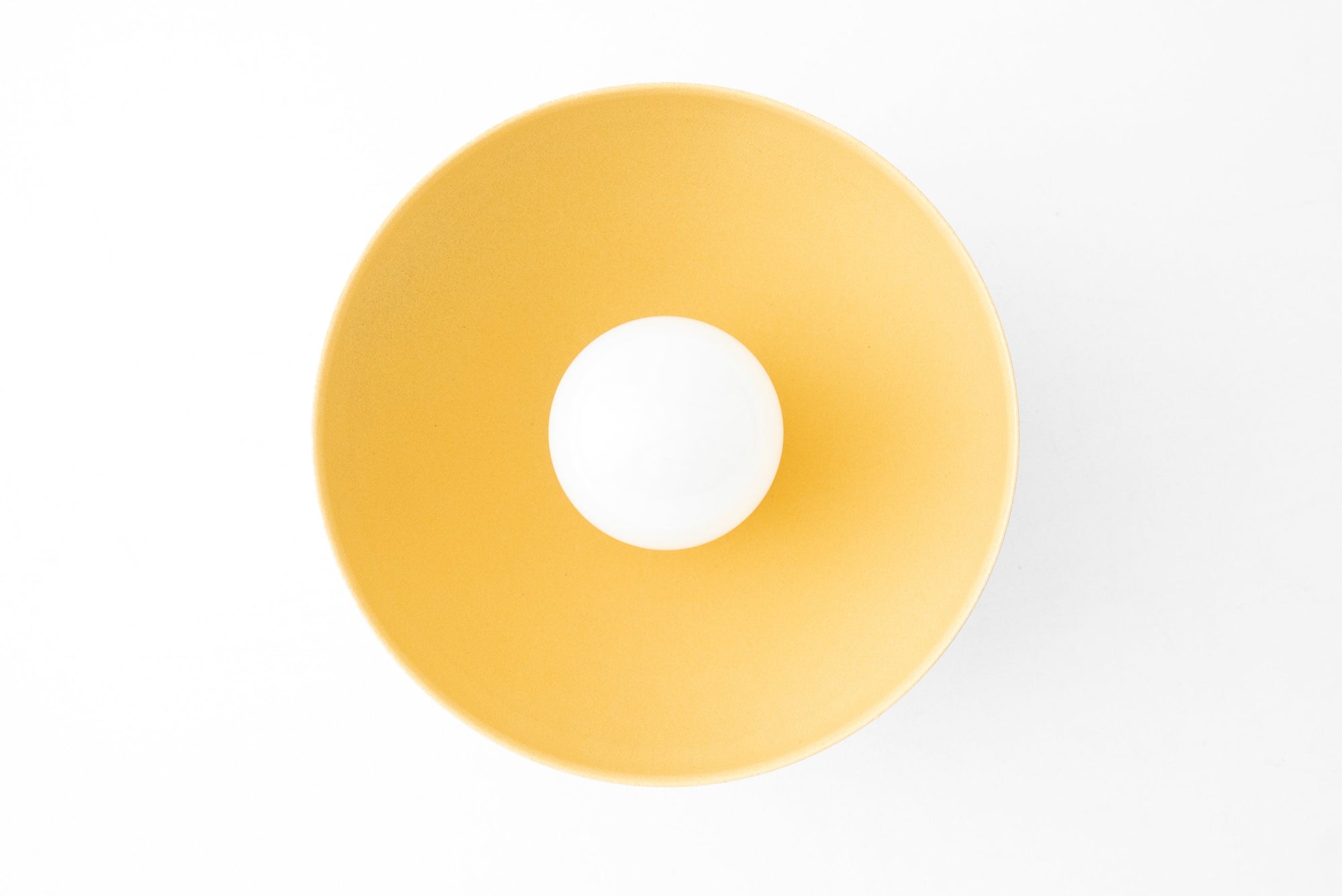 Yellow flush mount ceiling light with smooth, rounded shade and central bulb. - CEILING LIGHT MODEL NO. 4812