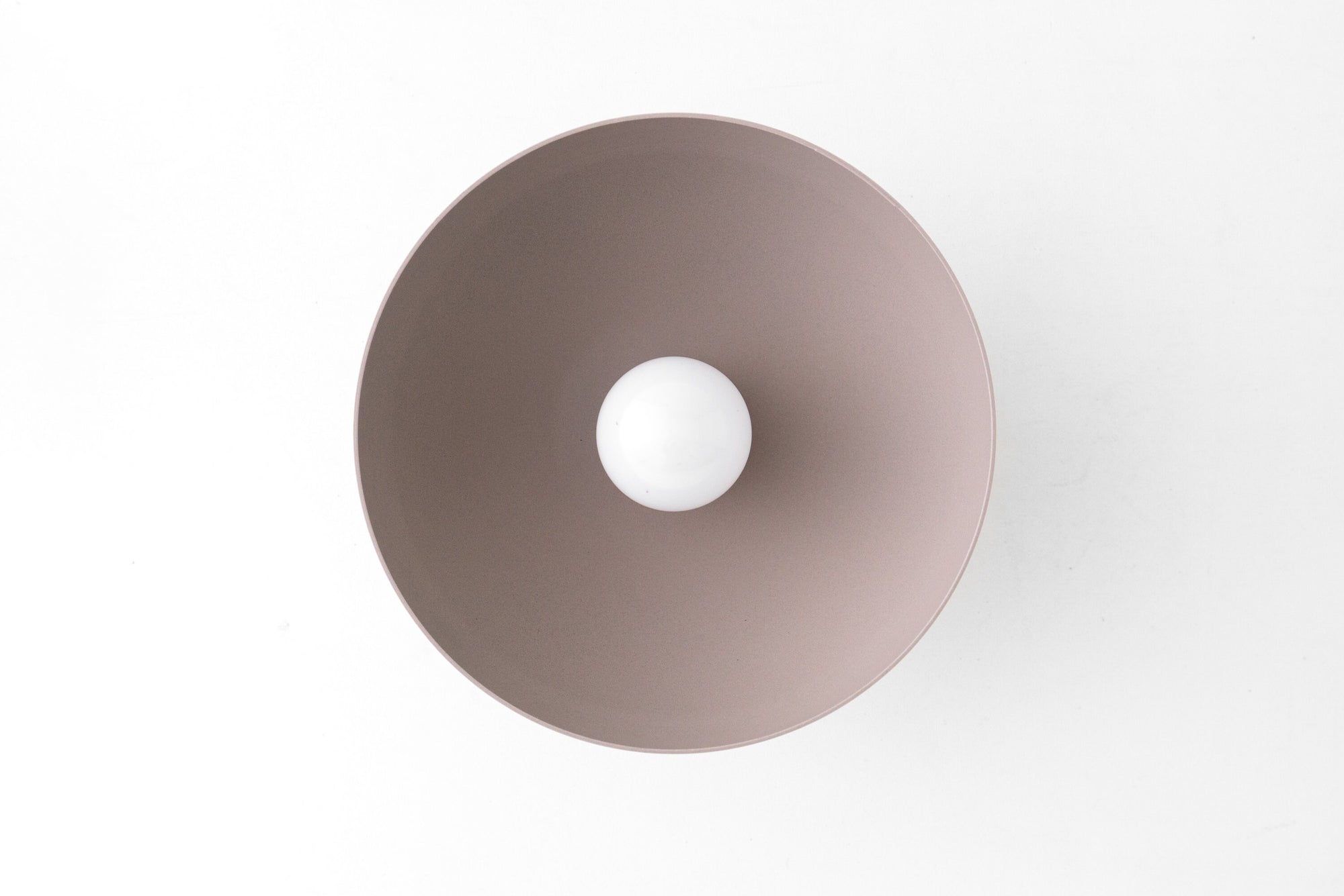 Flush-mount mauve dome sconce with exposed central bare bulb, Scandinavian design. - SCONCE MODEL NO. 9105