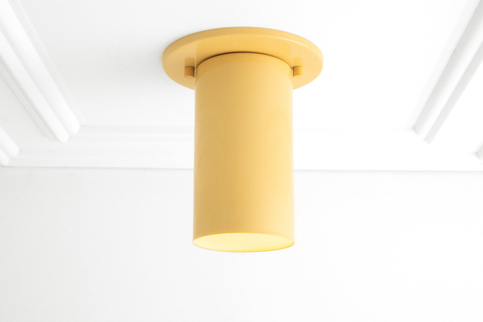 Yellow cylindrical flush mount ceiling light with smooth matte finish and recessed bulb. - CEILING LIGHT MODEL NO. 4771
