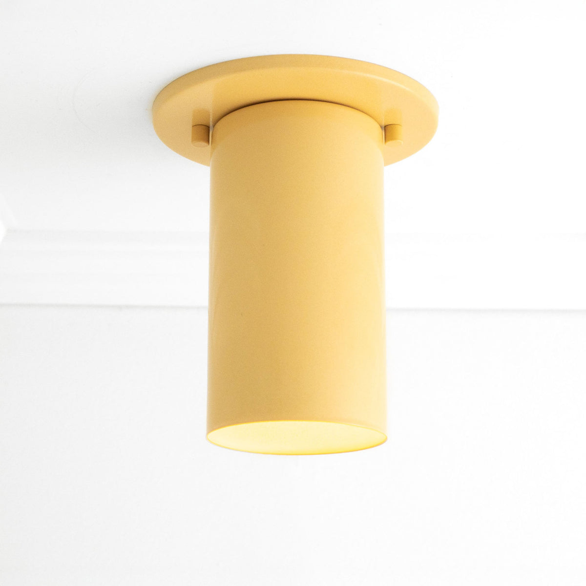 Yellow cylindrical flush mount ceiling light with smooth matte finish and circular base. - CEILING LIGHT MODEL NO. 4771
