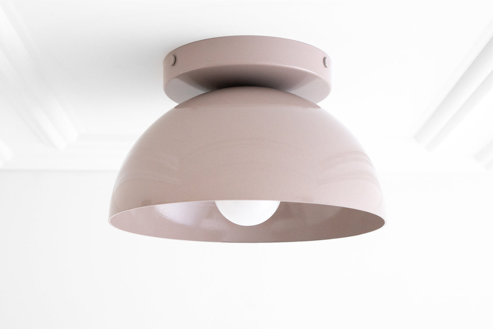 Matte mauve dome flush mount ceiling light with smooth Scandinavian design. - CEILING LIGHT MODEL NO. 9105