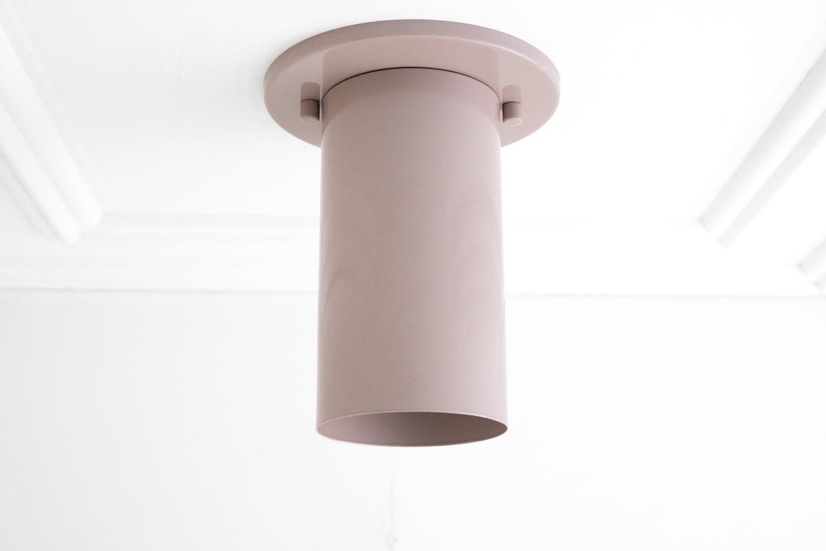 Mauve cylindrical flush mount ceiling light with smooth matte finish and round base. - CEILING LIGHT MODEL NO. 4771