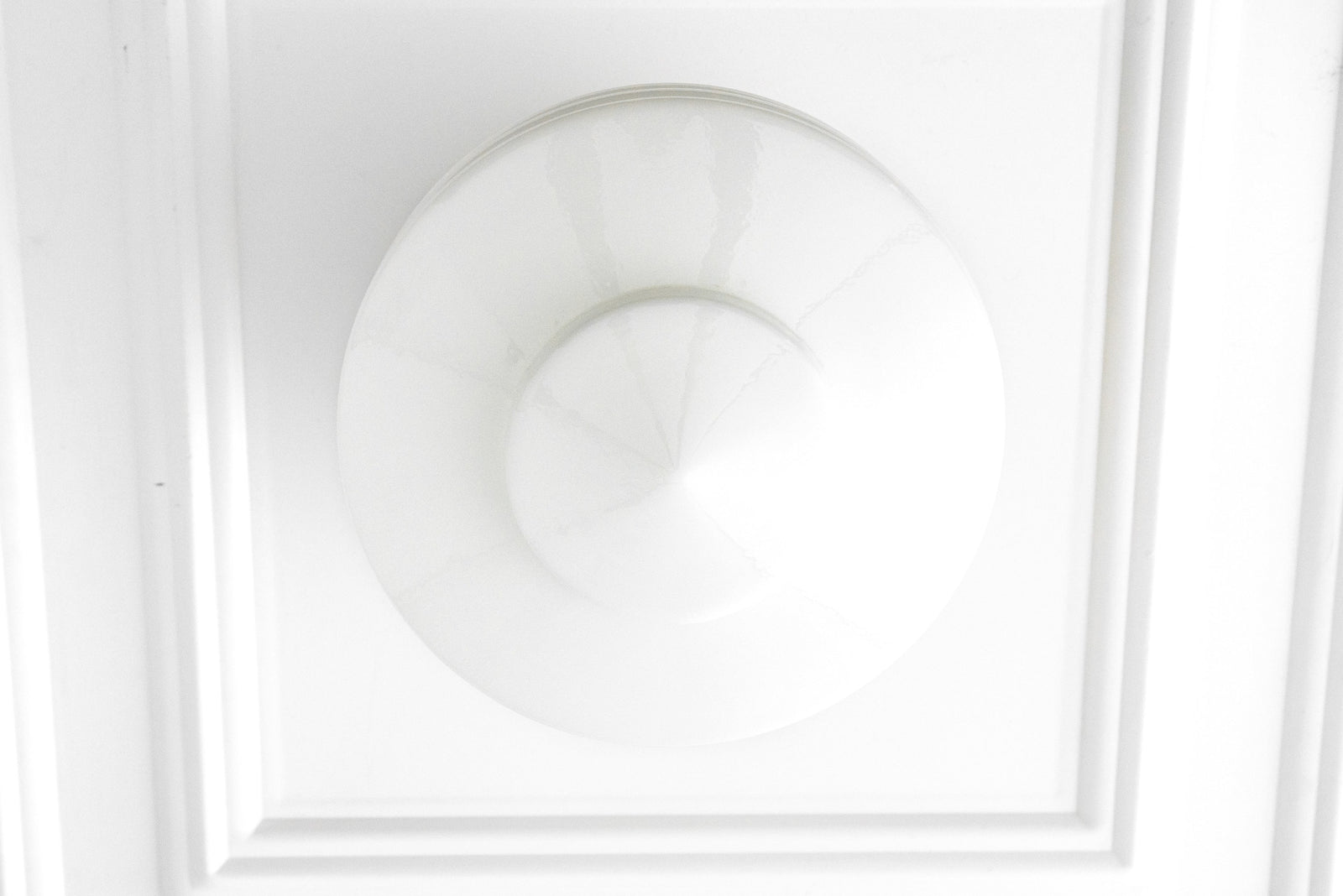 White frosted glass globe flush mount ceiling light with layered Art Deco design. - CEILING LIGHT MODEL NO. 2169