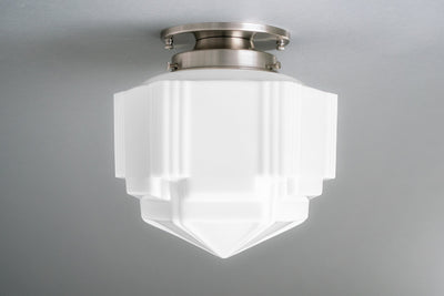 Flush Mount Light - Opal Glass - Art Deco - Ceiling Light - Model #1822