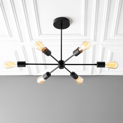 Six Bulb Chandelier - Black Ceiling Light Fixture - Edison Sputnik - Modern Industrial Lighting - Chandelier - Model No. 6673
