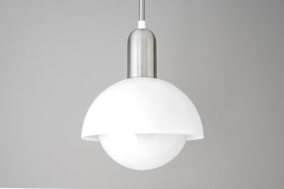 Dome Pendant Light - Opal Glass Globe - Kitchen Lighting - Downrod Pendant - Model No. 2498
