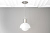 Dome Pendant Light - Opal Glass Globe - Kitchen Lighting - Downrod Pendant - Model No. 2498