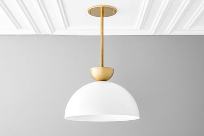 Pendant Lamp - Dome Pendant Light - White Ceiling Light - Brass Pendant Light - Model No. 9047