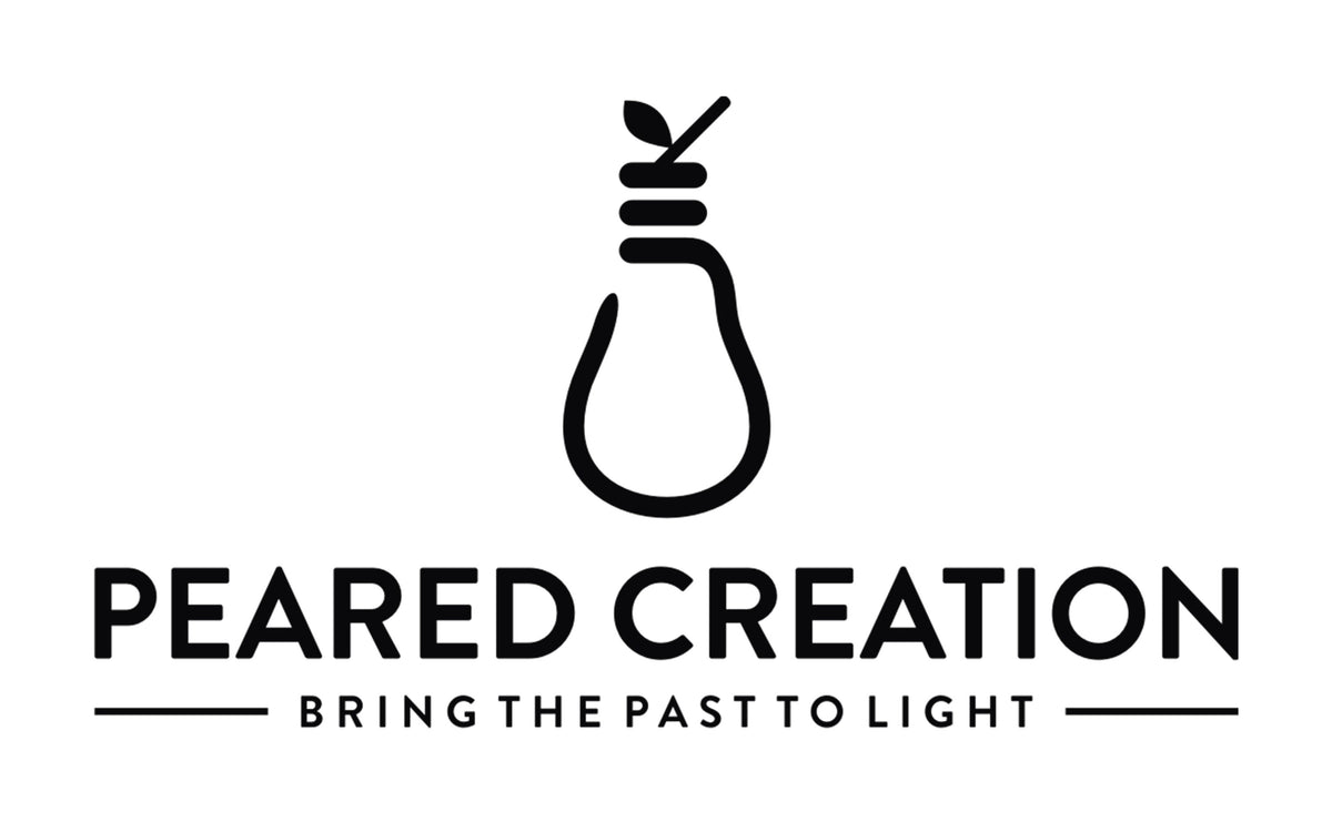 Black minimalist pendant logo featuring a stylized light bulb with text "Peared Creation" and slogan below. - PENDANT MODEL NO. 6757
