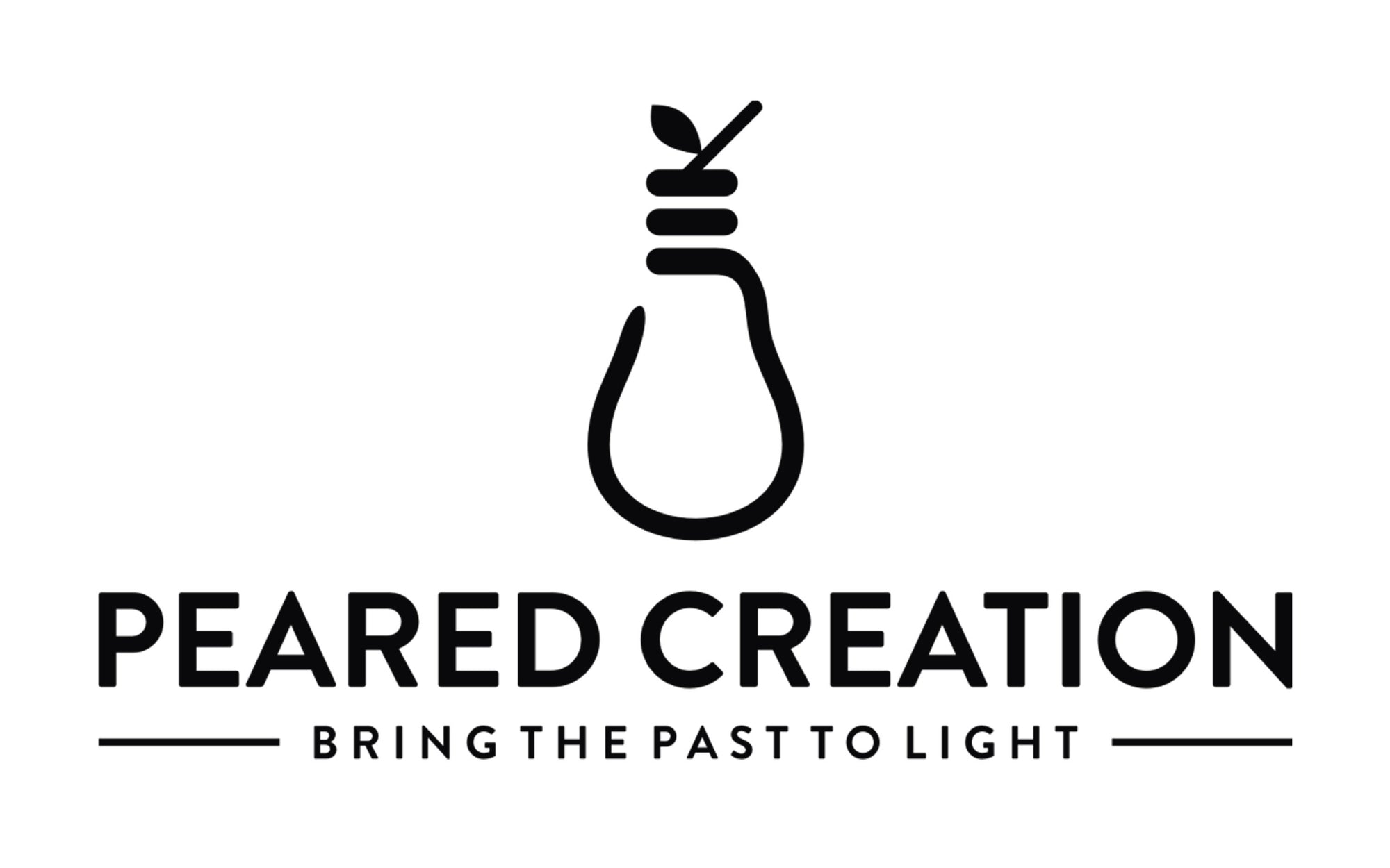Minimalist black pendant light silhouette logo with a lightbulb outline and stylized filament above brand name Peared. - PENDANT MODEL NO. 8548