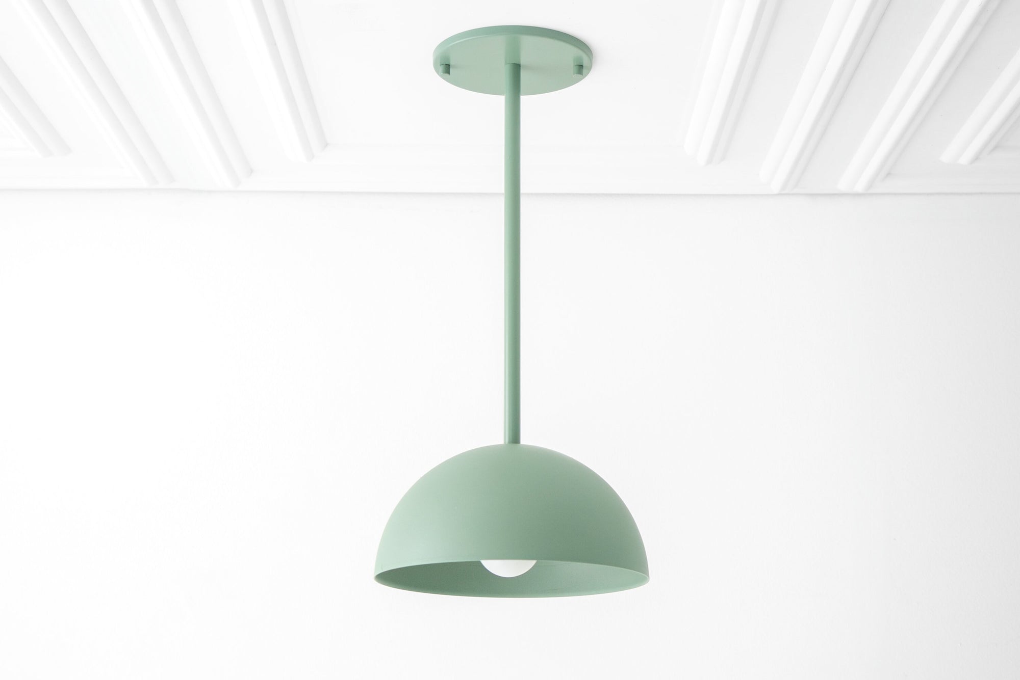 Matte green dome-shaped pendant light from Scandinavian Dome Series with smooth finish. - PENDANT MODEL NO. 9770
