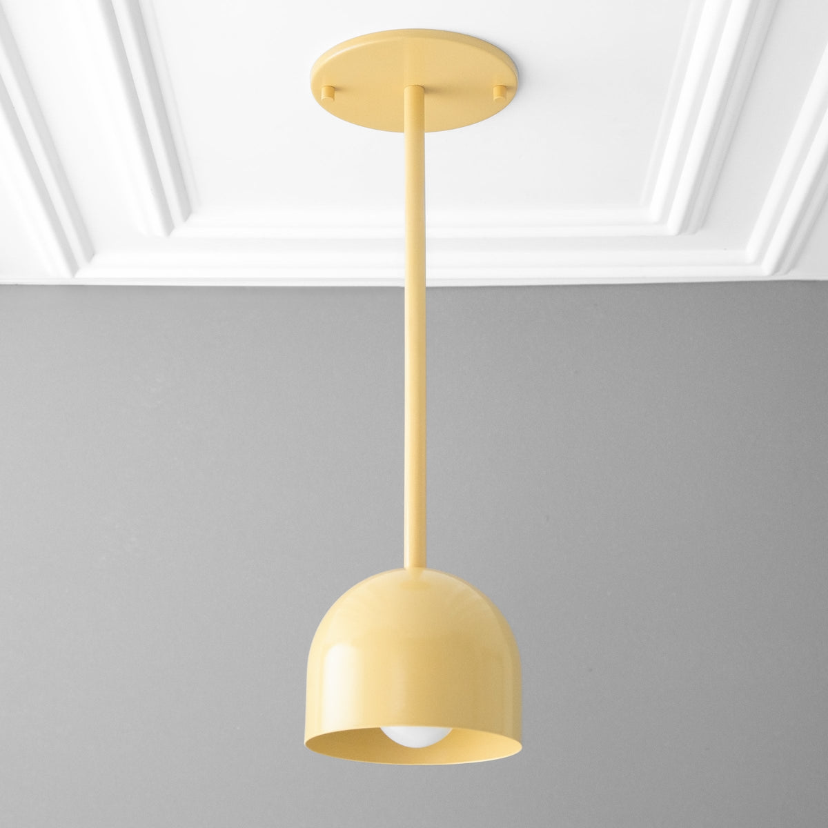 Yellow matte dome pendant light with minimalist Scandinavian design and smooth finish. - PENDANT MODEL NO. 4745