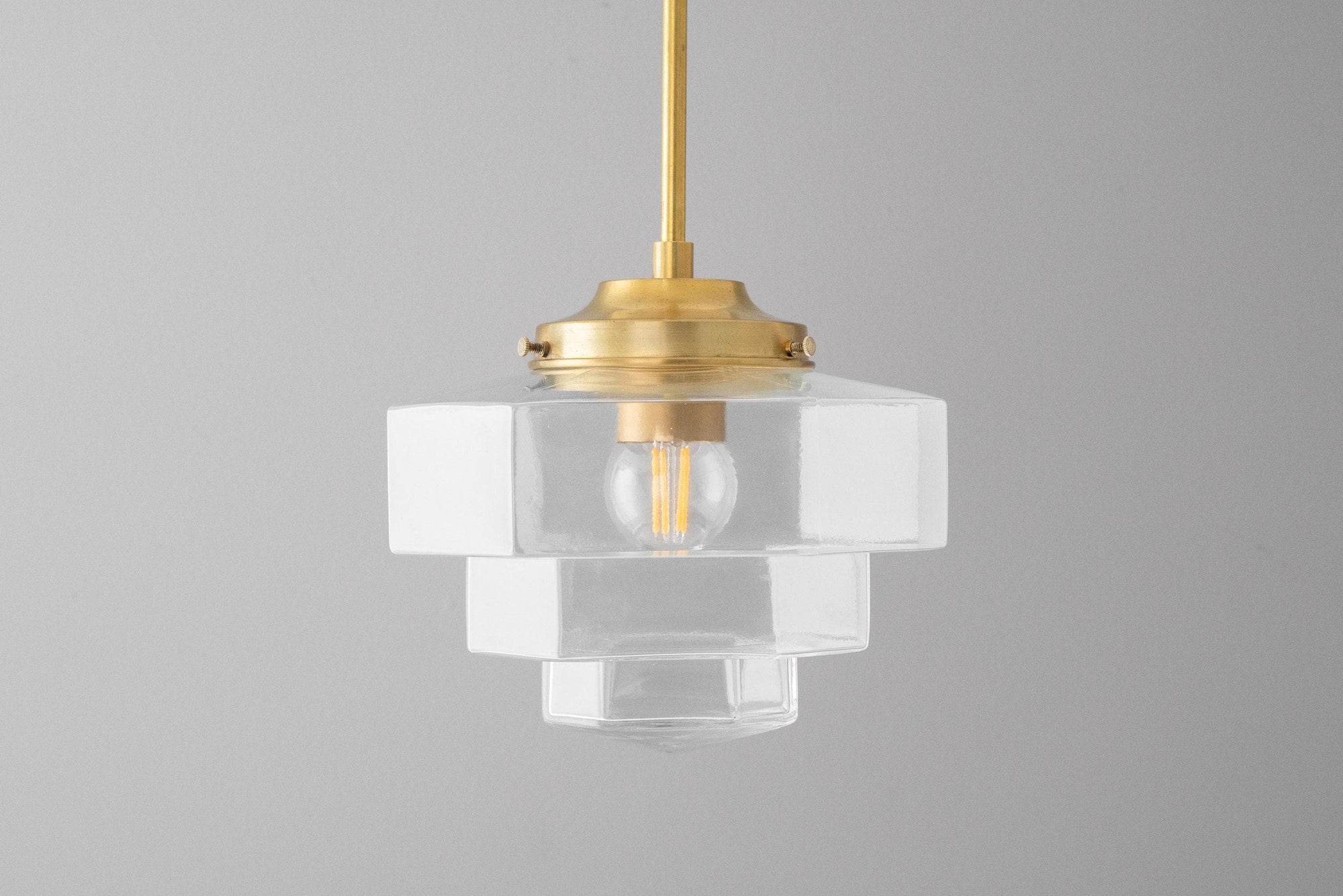 Art Deco - Clear Glass Shade - Art Deco Pendant - Black Ceiling Light - Deco Light - Light Fixture - Model No. 8273