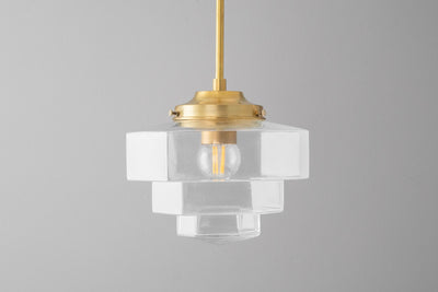 Art Deco - Clear Glass Shade - Art Deco Pendant - Black Ceiling Light - Deco Light - Light Fixture - Model No. 8273