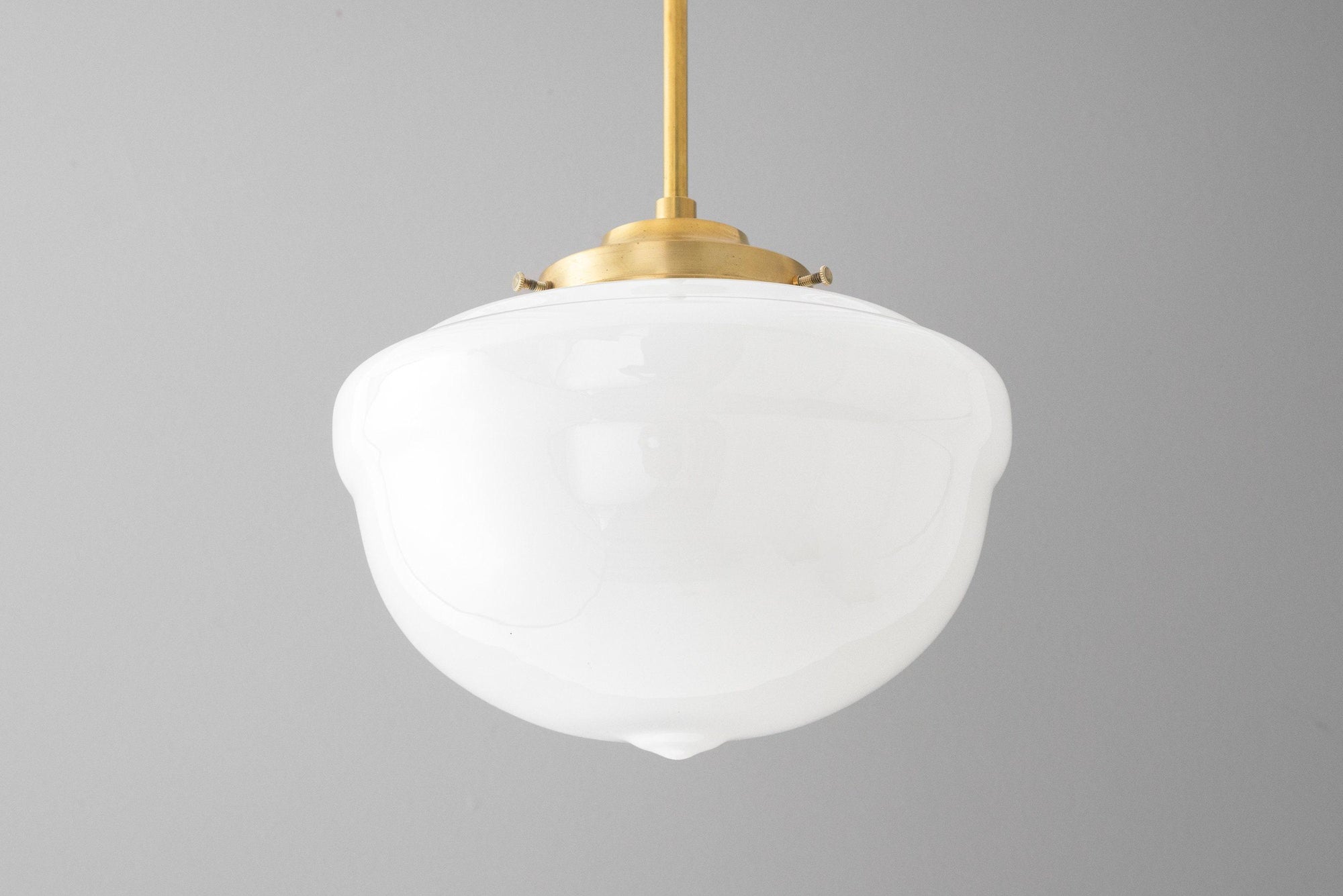 10in Opal Schoolhouse Glass Shade - Downrod Pendant - Globe Ceiling Light - Hand Blown Glass - Model No. 0239
