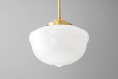10in Opal Schoolhouse Glass Shade - Downrod Pendant - Globe Ceiling Light - Hand Blown Glass - Model No. 0239