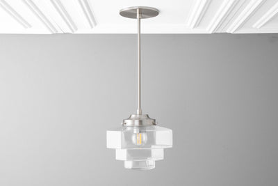 Art Deco - Clear Glass Shade - Art Deco Pendant - Black Ceiling Light - Deco Light - Light Fixture - Model No. 8273