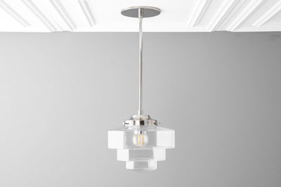Art Deco - Clear Glass Shade - Art Deco Pendant - Black Ceiling Light - Deco Light - Light Fixture - Model No. 8273