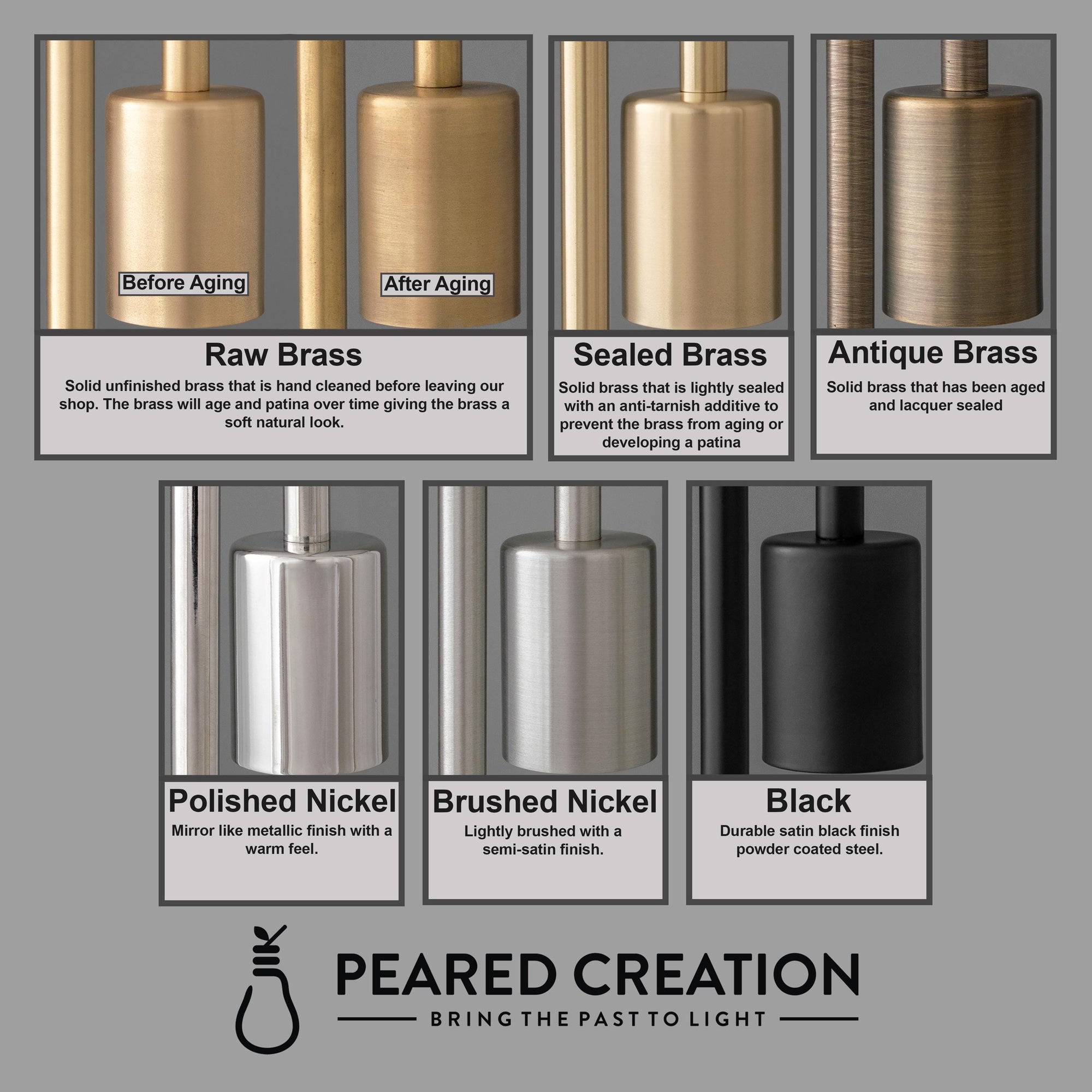 Collection of six modern sconce finishes including raw brass, sealed brass, antique brass, polished nickel, brushed nickel,. - SCONCE MODEL NO. 9036
