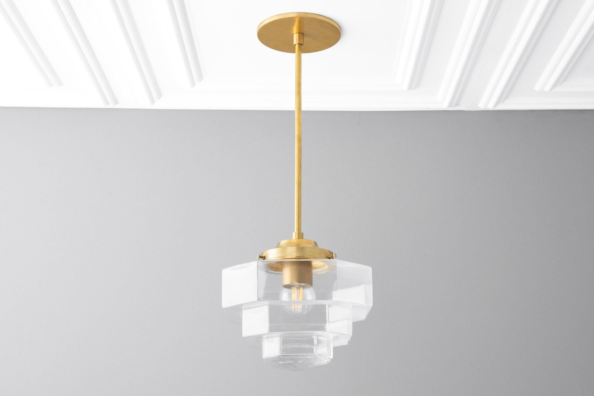 Art Deco - Clear Glass Shade - Art Deco Pendant - Black Ceiling Light - Deco Light - Light Fixture - Model No. 8273