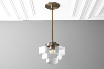 Art Deco - Clear Glass Shade - Art Deco Pendant - Black Ceiling Light - Deco Light - Light Fixture - Model No. 8273