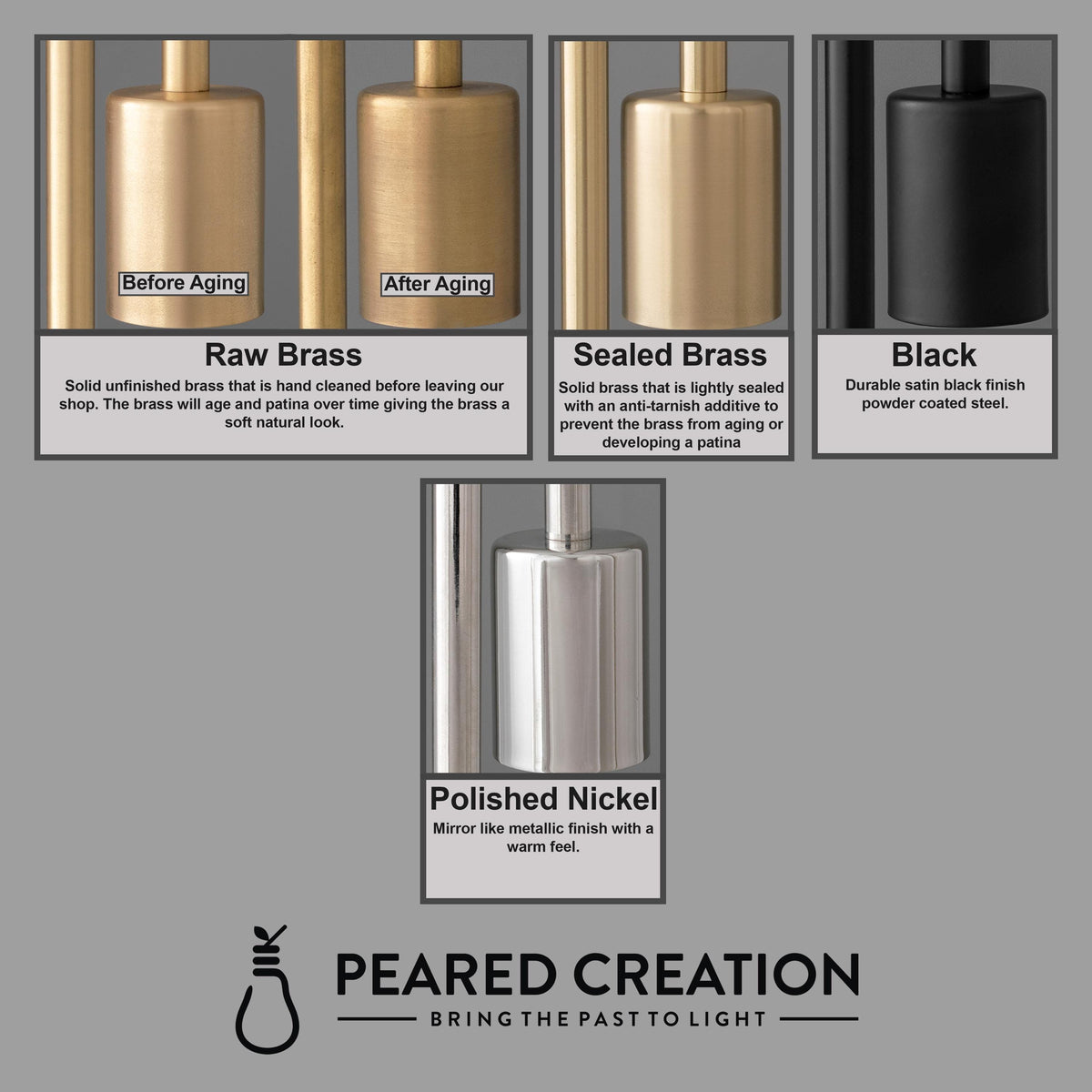 Four mid-century modern sconces in raw brass, sealed brass, matte black, and polished nickel finishes with adjustable bare. - SCONCE MODEL NO. 4339