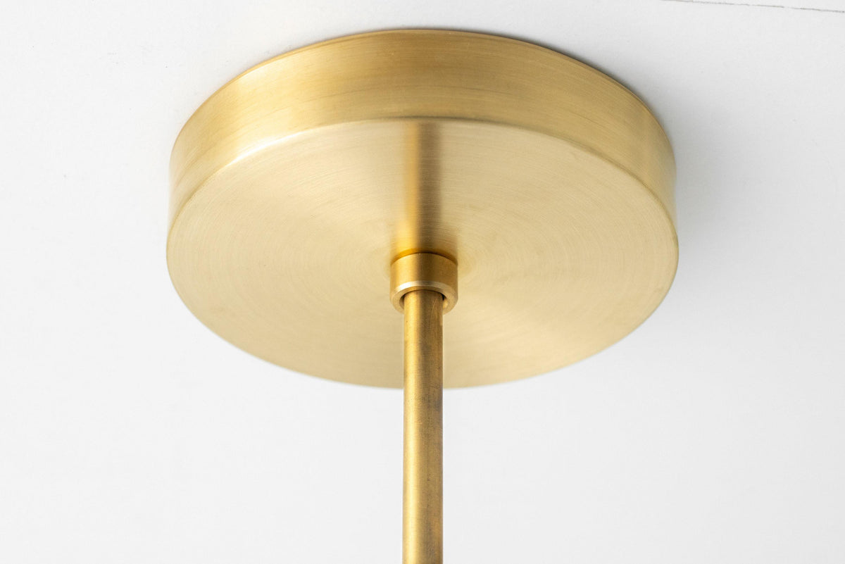 Brushed brass finish ceiling mount with slim rod for mid-century modern pendant light. - PENDANT MODEL NO. 7056