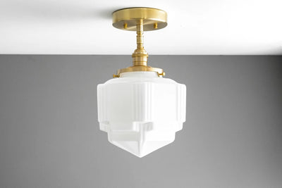CEILING LIGHT MODEL No. 4560- Industrial Ceiling Lights with a Antique Brass finish. Designed and produced by newwineoldbottles at Peared Creation