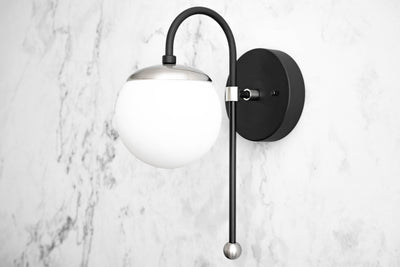 SCONCE MODEL No. 1045-Art Deco Wall Lights with a Black/Brushed Nickel finish. Designed and produced by DECOCREATIONStudio at Peared Creation