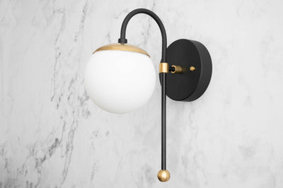 SCONCE MODEL No. 1045-Art Deco Wall Lights with a Black/Brass finish. Designed and produced by DECOCREATIONStudio at Peared Creation