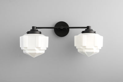 VANITY MODEL No. 9871-Art Deco bathroom lighting with a Black finish. Designed and produced by DECOCREATIONStudio at Peared Creation