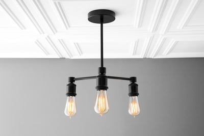 CHANDELIER MODEL No. 2879- Industrial dining room lights with a 14.5" total w/ 6"rod finish. Designed and produced by newwineoldbottles at Peared Creation