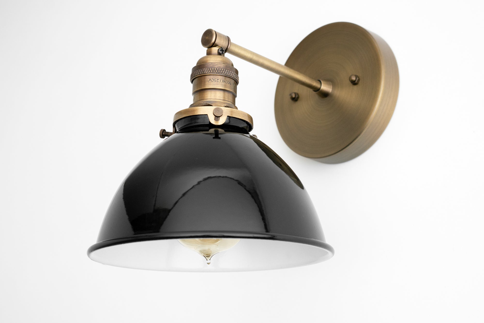 Black Sconce - Art Deco Lighting - Brass Sconce Light - Plug In