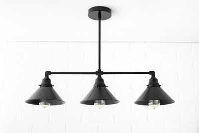 CHANDELIER MODEL No. 2433- Industrial dining room lights with a 14.75" total w/6"rod finish. Designed and produced by newwineoldbottles at Peared Creation