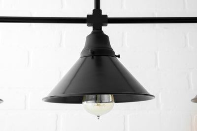 CHANDELIER MODEL No. 2433- Industrial dining room lights with a 14.75" total w/6"rod finish. Designed and produced by newwineoldbottles at Peared Creation