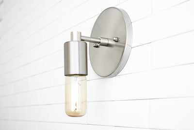SCONCE MODEL No. 1174- Industrial Wall Lights with a Brushed Nickel finish. Designed and produced by newwineoldbottles at Peared Creation