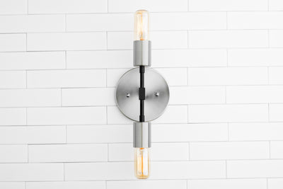 SCONCE MODEL No. 8980- Industrial Wall Lights with a Brushed Nickel finish. Designed and produced by newwineoldbottles at Peared Creation