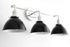 VANITY MODEL No. 8705- Mid Century Modern bathroom lighting with a Black Enamel finish. Designed and produced by MODCREATIONStudio at Peared Creation