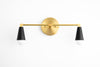 VANITY MODEL No. 1298- Mid Century Modern bathroom lighting with a Brass/Black finish. Designed and produced by MODCREATIONStudio at Peared Creation