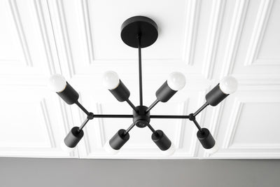 CHANDELIER MODEL No. 1635-Art Deco dining room light fixtures with a Black finish. Designed and produced by DECOCREATIONStudio at Peared Creation