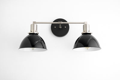 VANITY MODEL No. 6407- Mid Century Modern bathroom lighting with a Black/Brushed Nickel finish. Designed and produced by MODCREATIONStudio at Peared Creation