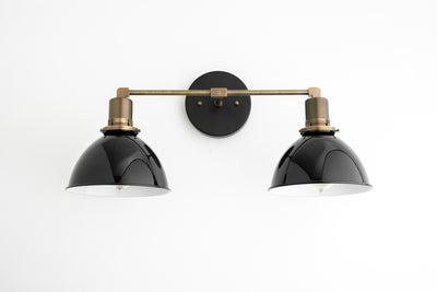 VANITY MODEL No. 6407- Mid Century Modern bathroom lighting with a Black/Antiqued Brass finish. Designed and produced by MODCREATIONStudio at Peared Creation