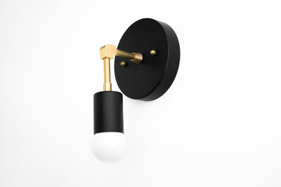SCONCE MODEL No. 8578- Mid Century Modern Wall Lights with a Black/Brass finish. Designed and produced by MODCREATIONStudio at Peared Creation
