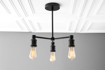 CHANDELIER MODEL No. 2879- Industrial dining room lights with a 14.5" total w/ 6"rod finish. Designed and produced by newwineoldbottles at Peared Creation