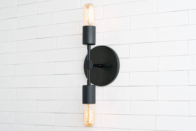 SCONCE MODEL No. 8980- Industrial Wall Lights with a Black finish. Designed and produced by newwineoldbottles at Peared Creation