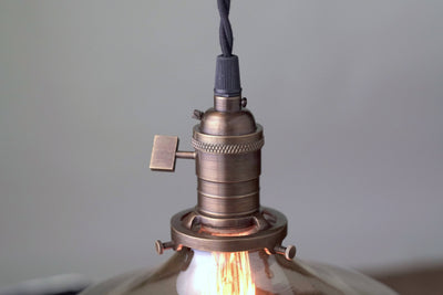 Pendant Lighting - Smoked Glass - Ceiling Light - Industrial Pendant - Vintage Pendant Lamp - Model No. 9063